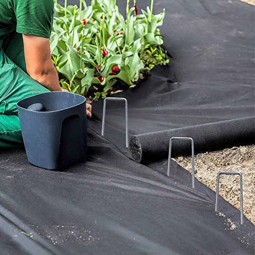 100 Pack 12 Inch Garden Stakes, Galvanized Landscape Staples for Weed Barrier Fabric, Heavy Duty Sod Pins Securing Pegs Netting Ground Sheets and Fleece, Ground Cover, Irrigation Tubing - size: 12 INCH-100Packs