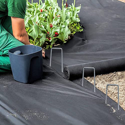 100 Pack 12 Inch Garden Stakes, Galvanized Landscape Staples for Weed Barrier Fabric, Heavy Duty Sod Pins Securing Pegs Netting Ground Sheets and Fleece, Ground Cover, Irrigation Tubing - size: 12 INCH-100Packs