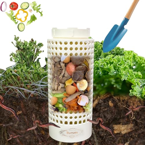 Underground Worm Farm, Garden Mini vermicomposting bin for use in Outdoor Gardening from Kitchen Food Waste, with Holes and lid, White (10.2x4.3x4.3IN) - size: 10.2x4.3x4.3IN (1PC)