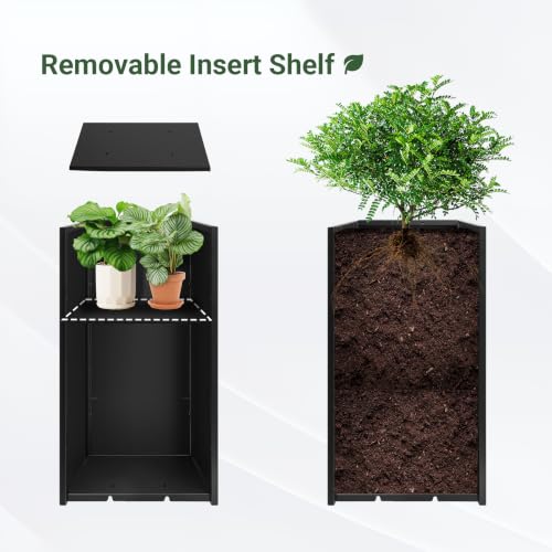 2PCS Tall Metal Planter Box, 14" x 14” x 30” Planter Boxes Outdoor - size: 14"L x 14"W x 30"H - 2PCS