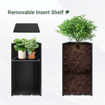 2PCS Tall Metal Planter Box, 14" x 14” x 30” Planter Boxes Outdoor - size: 14"L x 14"W x 30"H - 2PCS