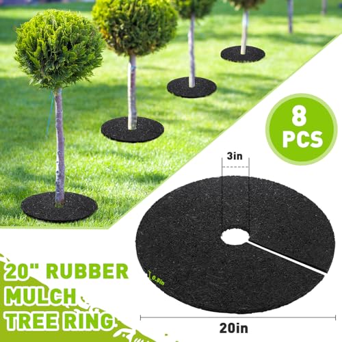 Peryiter 6 Pcs Rubber Mulch Tree Ring Protector Mat Weed Barrier, 20 in - style: 20 Inches