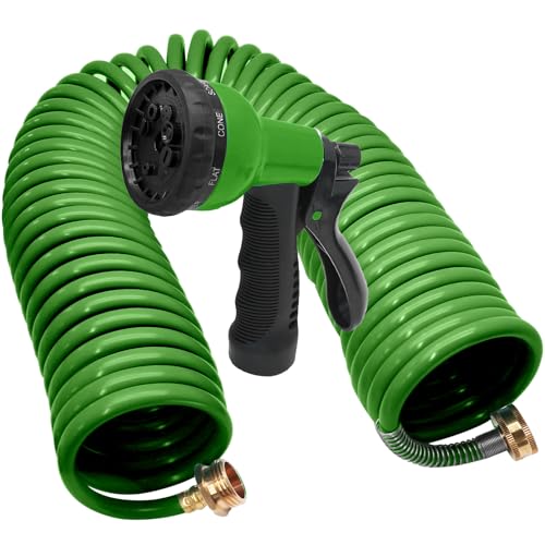 50ft Garden Hose, EVA Curly Water Retractable - color: Green, size: 50FT
