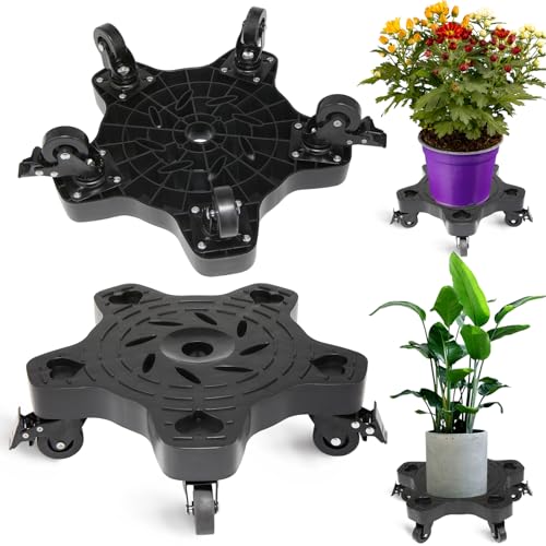 2Packs 14in Plant Caddy with Wheels - 14inch Indoor Outdoor Plant Stand No Assembly Required Flowerpot Down Under Plant Caddie Rolling Plant Dolly with casters Heavy Duty Round Pot Mover Planter