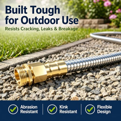 Metal Garden Hose 25 ft – 304 Stainless Steel Water Hose with Nozzle Sprayer, Garden Hoses Flexible, Lightweight, No Kink, Heavy Duty for Outdoor (25 ft) - size: 25 feet