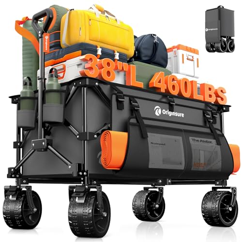 Originsure 220L Collapsible Beach Wagon Cart with Big Wheels, 460lbs, Grey - color: Gray