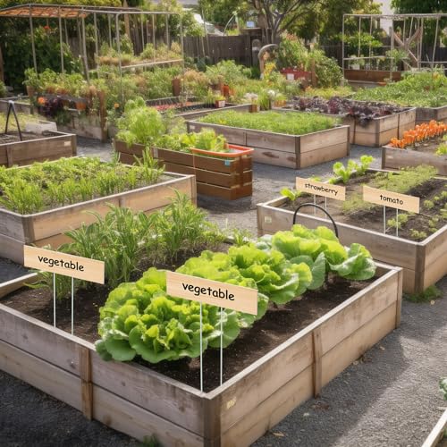 Vercraft 10 Set Jumbo Outdoor Plant Label Stakes with Marker, Wood Color