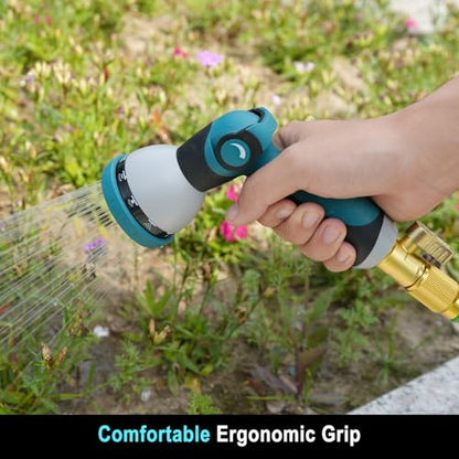 Besiter Hose Nozzle, Garden Hose Nozzle with 10 Spray Patterns, Thumb Control On Off Valve, Adjustable and Heavy Duty for Washing Car, Watering Plants, Washing Pets, and Home Use - color: BlueBlack