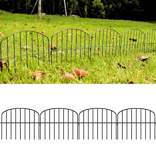 ShopLaLa Garden Fence Border (10 Panels) 13in(L) x 16.5in(H) Decorative Metal Wire Animal Barrier Fencing, Rustproof Flower Edging for Landscape Patio Outdoor Decor, Dog Gates and Border Black M-L16.5 - color: Black x 10