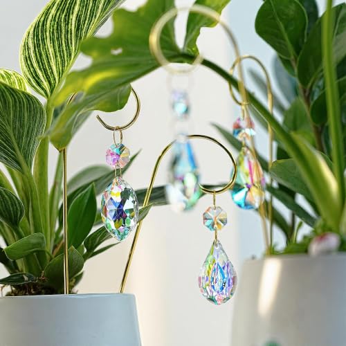 7.5'' Small Trellis for Potted Plants Indoor Accessories Decorations,4pcs - style: 4pcs-Gold-Crystal Prisms