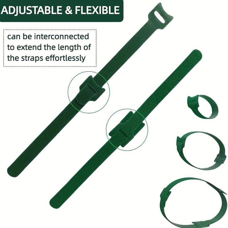 Adjustable Reusable Nylon Plant Ties with Metal Eyelets, Anti-Slip Garden Straps for Climbing Vegetables and Flower Fixing (green) - color: Green