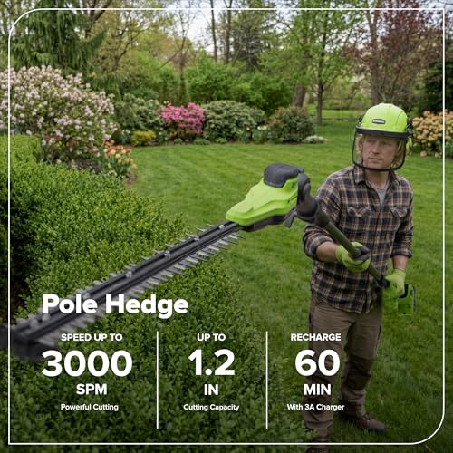 Greenworks 24V 8 in Pole Saw/Pole Hedge Kit, 3.0 Ah Battery and Charger - size: 8" Combo (3.0Ah), style: Telescopic Pole Saw