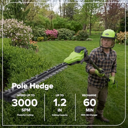 Greenworks 24V 8 in Pole Saw/Pole Hedge Kit, 3.0 Ah Battery and Charger - size: 8" Combo (3.0Ah), style: Telescopic Pole Saw