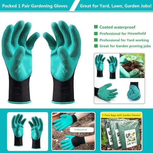 Professional 3-Pack 72 Gallon Lawn Garden Bags Big (D26,H30 in) Reusable Yard Waste Bags with Gardening Gloves for Leaf Bag,Lawn Clippings,Hedge Pruning,Tree Trimmings,Yard Debris,Weeds Bag 4 Handles