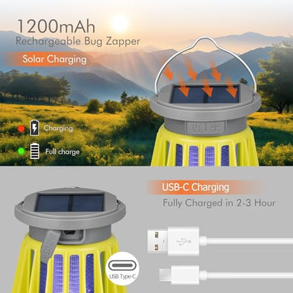 BANPESTT Solar Bug Zapper Outdoor, Portable Mosquito Killer for Camping - color: Green