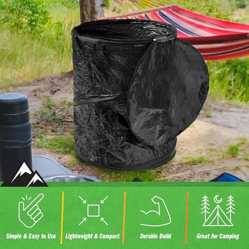 Collapsible Trash Can - 44-Gallon Portable Garbage Can Outdoor Bin with Zippered Lid for RV, Camping, Parties, or Yard Waste by Wakeman (Black) - color: Black, size: 44-Gallon
