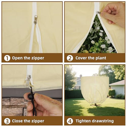 Plant Cover, Plant Protector, 2 Pack 39.3 * 31.8 inch Winter Frost Fabric Blanket, Two-Way with Drawstring for Outdoor Plants, Protects Against Cold Frost and Wind Damage. - size: 31.4*39.3（2-PACK)