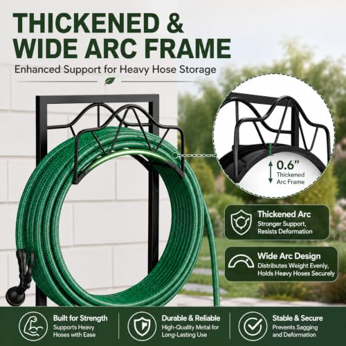 Freestanding Garden Hose Holder - Heavy Duty Metal Water Hose Holder for Outside, Detachable Hose Rack & Storage Hanger, 160FT Capacity for Lawn & Yard, Black