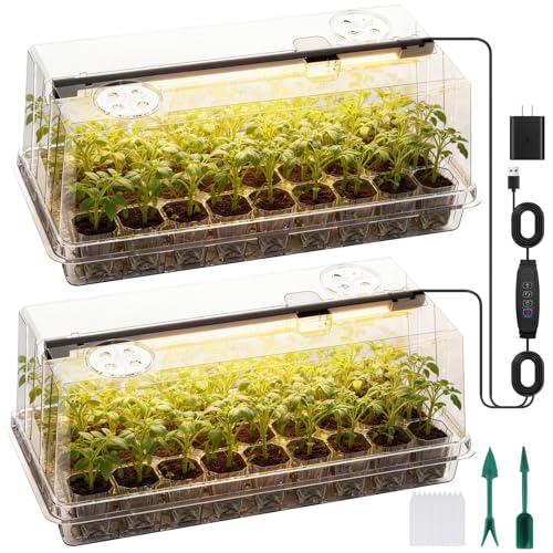 Seed Starter Tray with Grow Light, Seed Starter Kit Full Spectrum with 5 Dimmable Brightness & Timer, Indoor Plant Grow Tray for Beginners & Seasoned Gardeners, Gardening Gifts (White, 72 Cells) - color: White, size: 72 Cells