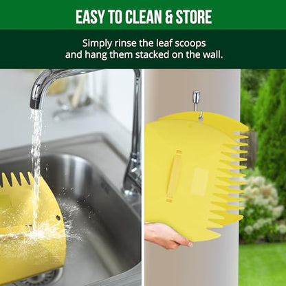 GardenHOME Leaf Picker Upper, Leaf Scoops Hand Rakes, Leaf Grabber Claws - style: light yellow