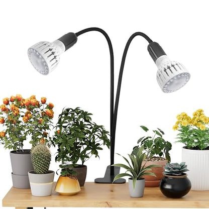 GooingTop Grow Light,24W (160Watts Equiv) 5000K White Full Spectrum LED Growing Lamp Clip on Desk for Indoor Plants,Bulbs Replaceable & Non-dimmable (Black, 160W) - size: 160W