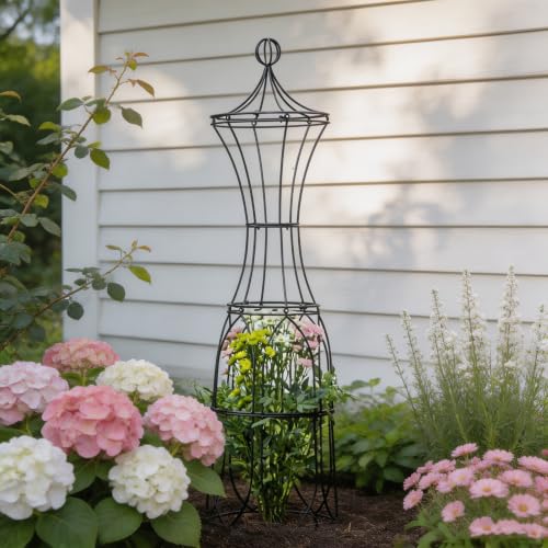 57.8" Heavy Duty Metal Obelisk Plant Support Outdoor Garden Trellis
