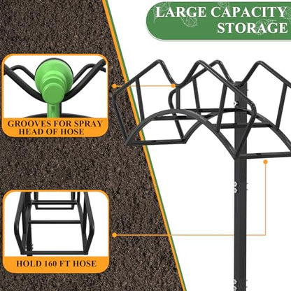 Qatsrin Heavy Duty Garden Hose Holder, Water Hose Storage Holds 150ft Black - color: Black