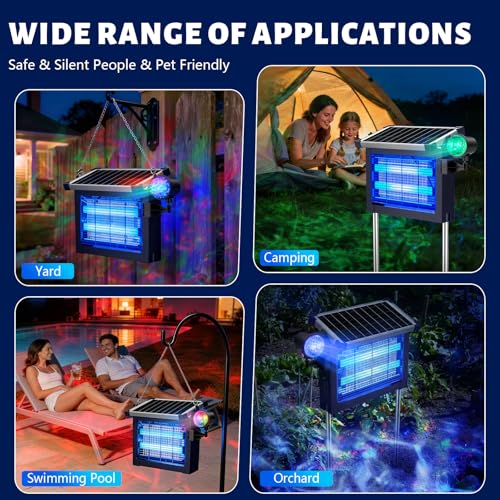 2‑in‑1 Solar Bug Zapper Outdoor, Electric Mosquito Killer Insect Trap - color: Blue
