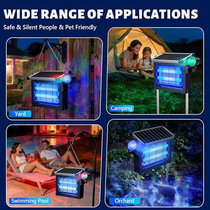 2‑in‑1 Solar Bug Zapper Outdoor, Electric Mosquito Killer Insect Trap - color: Blue