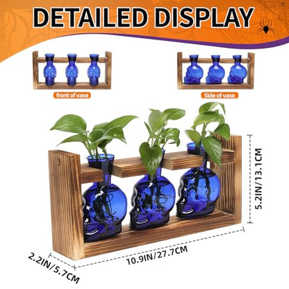 Plant Terrarium Propagation Stations Skull Planter Vase Skulls Decor - color: Blue