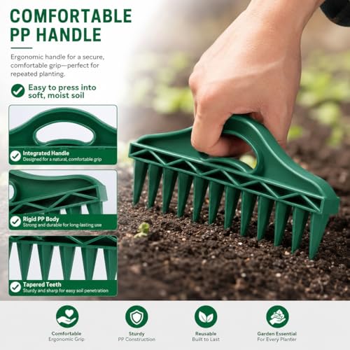 4PCS Garden Seed Planting Tool Kit, Hand Seeder with 12-Hole Dibber and Transplanting Tools, Mini Gardening Tools Set for Vegetable, Flower, Herb and Seed Sowing for Lawn Garden Farm Yard