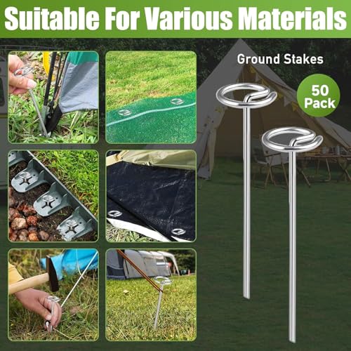 50 Pack G-Shaped Garden Stakes Heavy Duty Landscape Staple Weed Berrier Fabric Stake Ground Pins for Landscaping, Turf, Yard & Lawn(20cm/7.9Inch Height) - size: 4mm-20cm