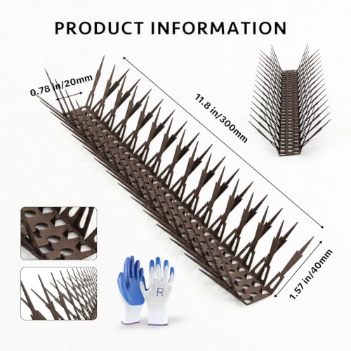 OFFO Bird Spikes for Outside, 304 Stainless Steel, 5 Pack 5 Ft, Brown - color: Brown