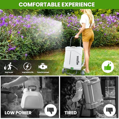 Battery Powered Backpack Sprayer,4 Gallon Electric Sprayer with Wheeled Cart