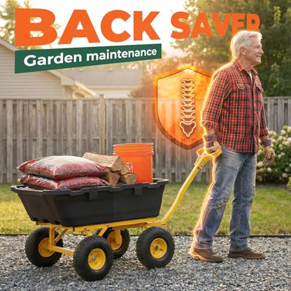 Sekey Garden Dump Cart, 1000 lb Capacity, Quick-Release Bed - color: Black, size: 1000lbs