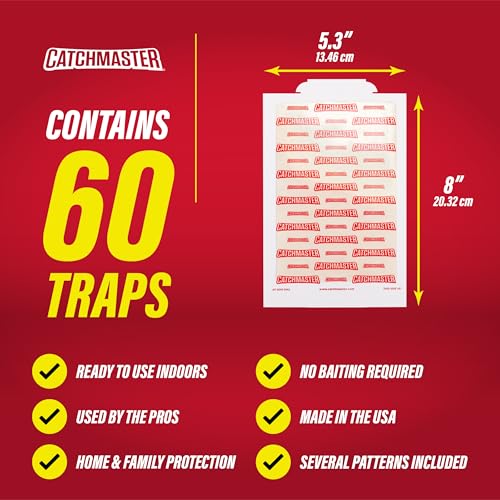 Catchmaster Extra Sticky Glue Traps 60pk, XL Glue Boards for Mice & Insects - size: 8" x 5" (60 Pack)