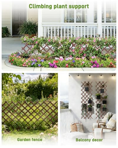 Expandable Wooden Lattice Fence Panel, 1 Pack, 3.2 x 6.1 Ft - color: 1 Pack, size: 3.2 x 6.1 ft