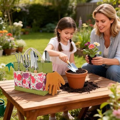 Garden Tool Set, 10 PCS Gardening Tools/Kit for Women,Gardener Gift - color: Green