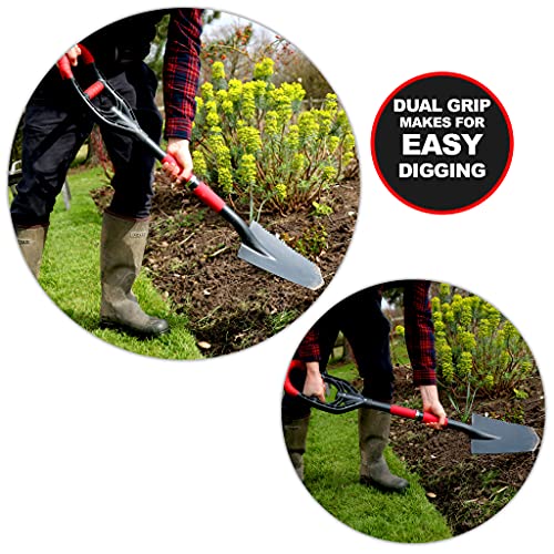 Roamwild Multi-Digger Garden Spade – Reinforced Fibreglass Light Weight Gardening Digging Arrow Head Shovel with Unique Dual Soft AIR Light Grip Technology & Root Saw Stump Cutter. - color: Spade