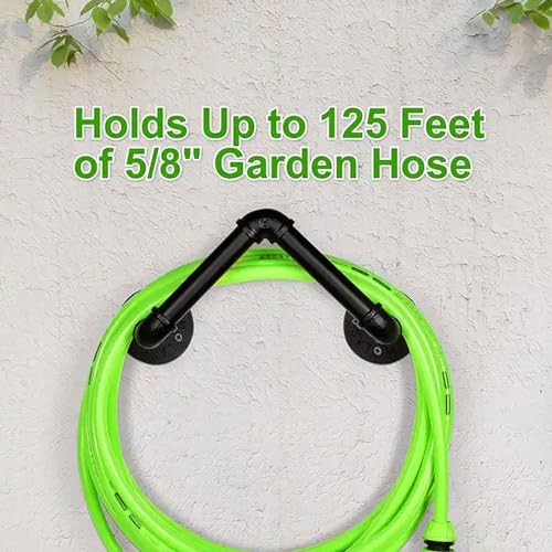 Industrial Garden Hose Holder Wall Mount, Heavy Duty Metal, Holds 125 ft