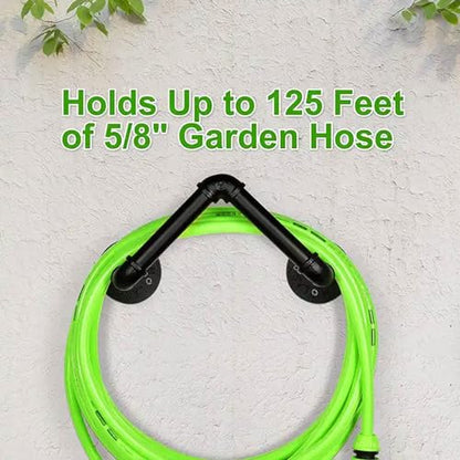 Industrial Garden Hose Holder Wall Mount, Heavy Duty Metal, Holds 125 ft
