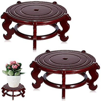 Geetery 2 Pcs 4–12 in Oriental Wooden Plant Stand Indoor Vase Stand, 10 in - size: 10 in