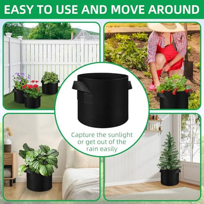 120 Pack Plant Grow Bags, 7 Gallon Felt Non-Woven Aeration Fabric Plant Grow Pots, Thickened Nonwoven Garden Pots with Handles for Fruits, Vegetables, and Flowers - size: 7 Gallons