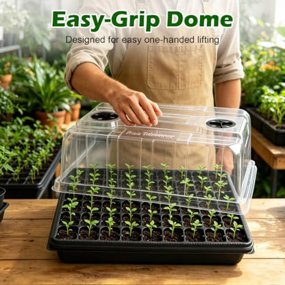 10-Pack Seed Starter Trays with 5" Tall Humidity Domes & 54-Cell Deep Trays - size: 10p Trays+Domes+54 Cells