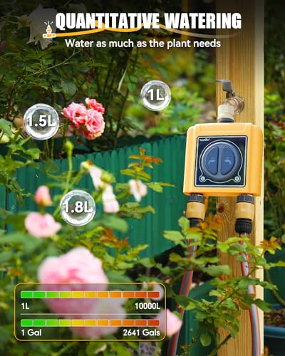 RAINPOINT WiFi Water Timer with Brass Inlet & Outlet，2 Zone WiFi Hose Timer for Lawn,WiFi Sprinkler Controller via APP/Voice Control,Automatic Watering System by Time/Weather/Quantity/Soil Moisture - color: Yellow, size: 2 Zone