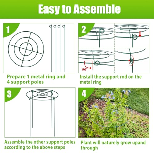 4 Pack Large Peony Cages and Supports, 14" D x 24" H Metal Plant Supports - size: 14" Wx24" H-4 Pack