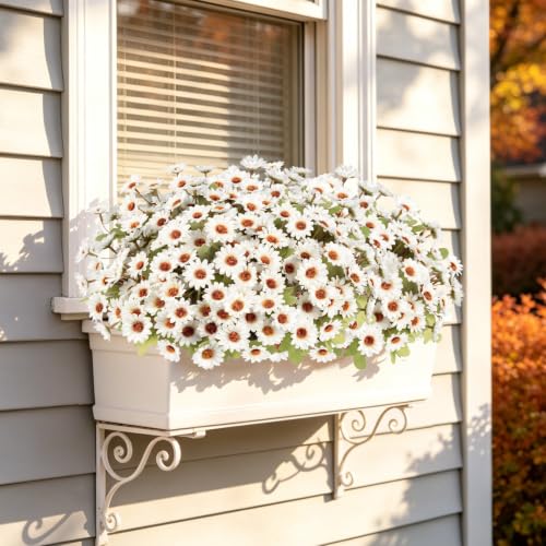 Fake Mums Artificial Fall Flowers for Outdoors Silk Daisy Bulk - color: White