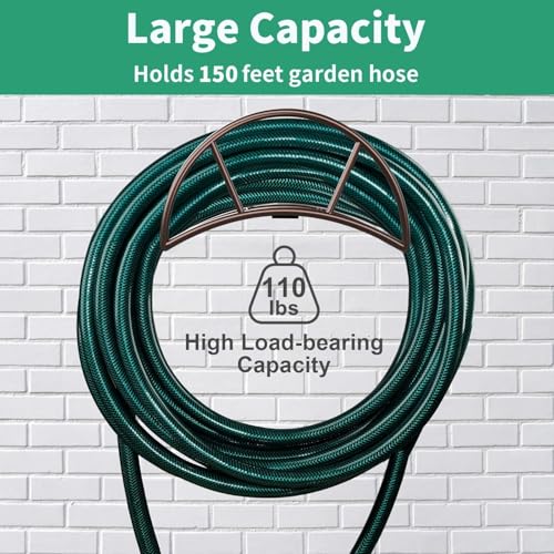 TomCare Garden Hose Holder Wall Mount, 150FT Capacity Water Hose Hanger - color: Bronze, size: Standard