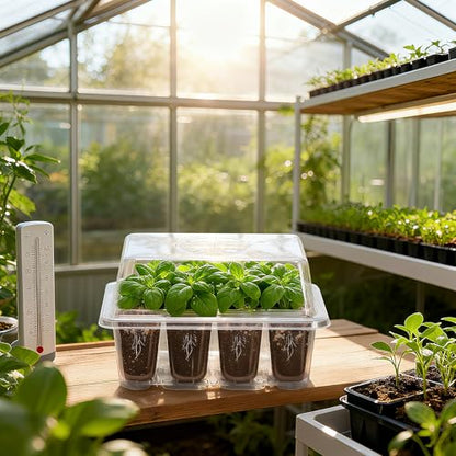 Bonviee 5-Pack Seed Starter Trays, Humidity Dome, Base, 12-Cell Tray, Clear - color: Clear, size: 5 Packs (60 Cells)