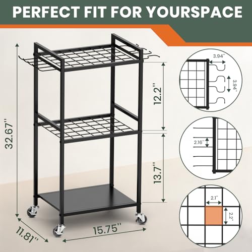 SPACECARE Garden Tool Organizer with Wheels, Up to 35 Long-Handled Tools - style: RACK-with Wheels
